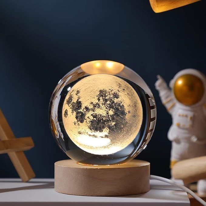 Lampe Lune Cristal 3D