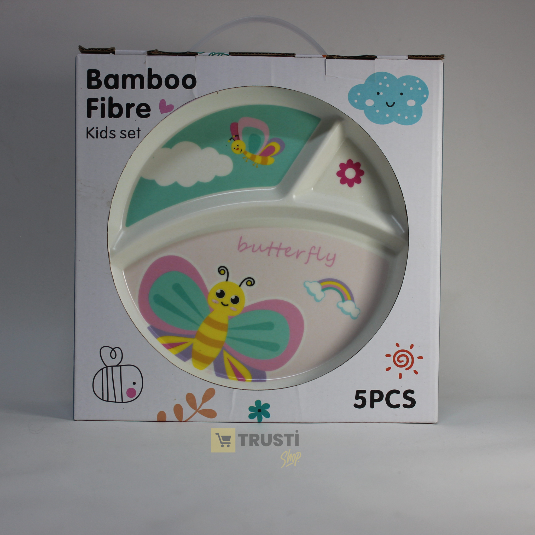 Set Vaisselle Enfant 5 Pièces en Fibre de Bambou