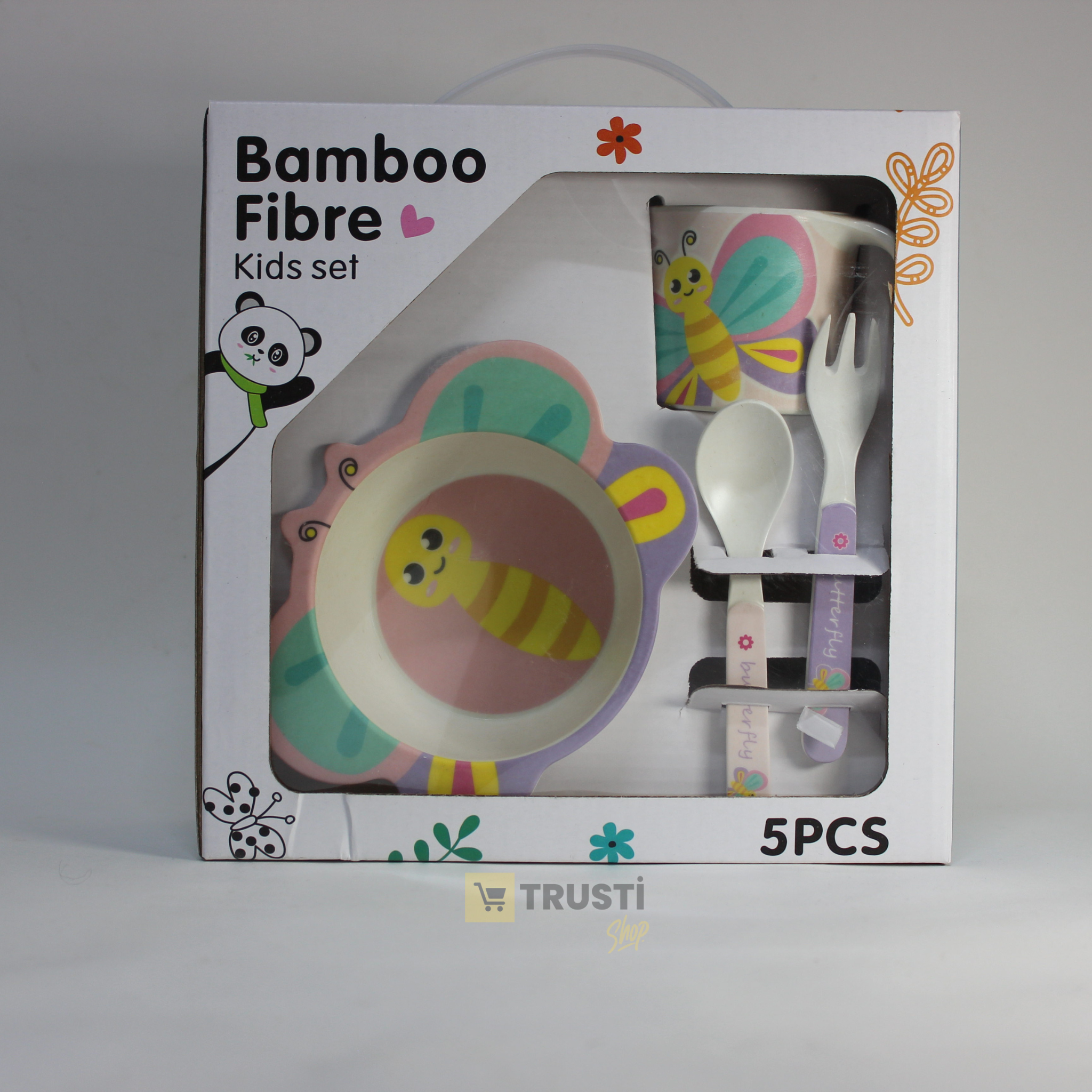 Set Vaisselle Enfant 5 Pièces en Fibre de Bambou