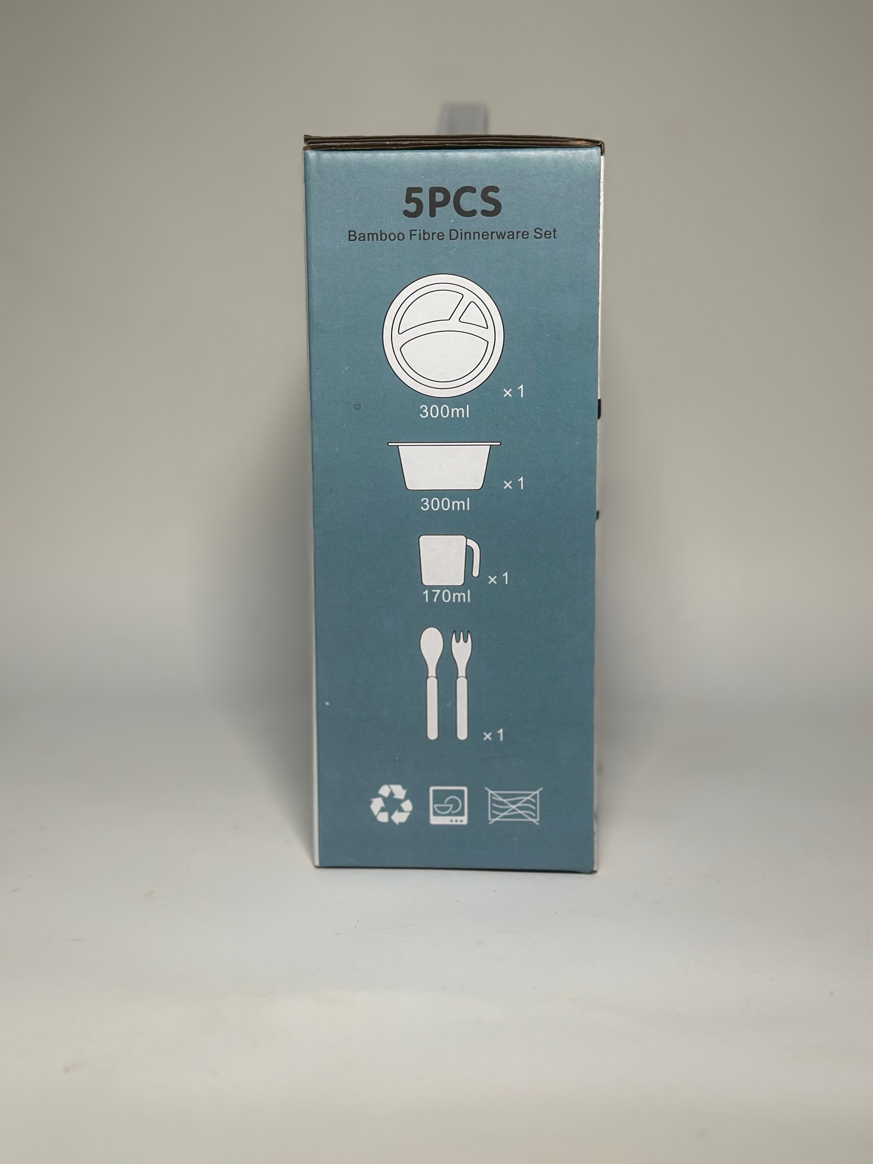 Set Vaisselle Enfant 5 Pièces en Fibre de Bambou