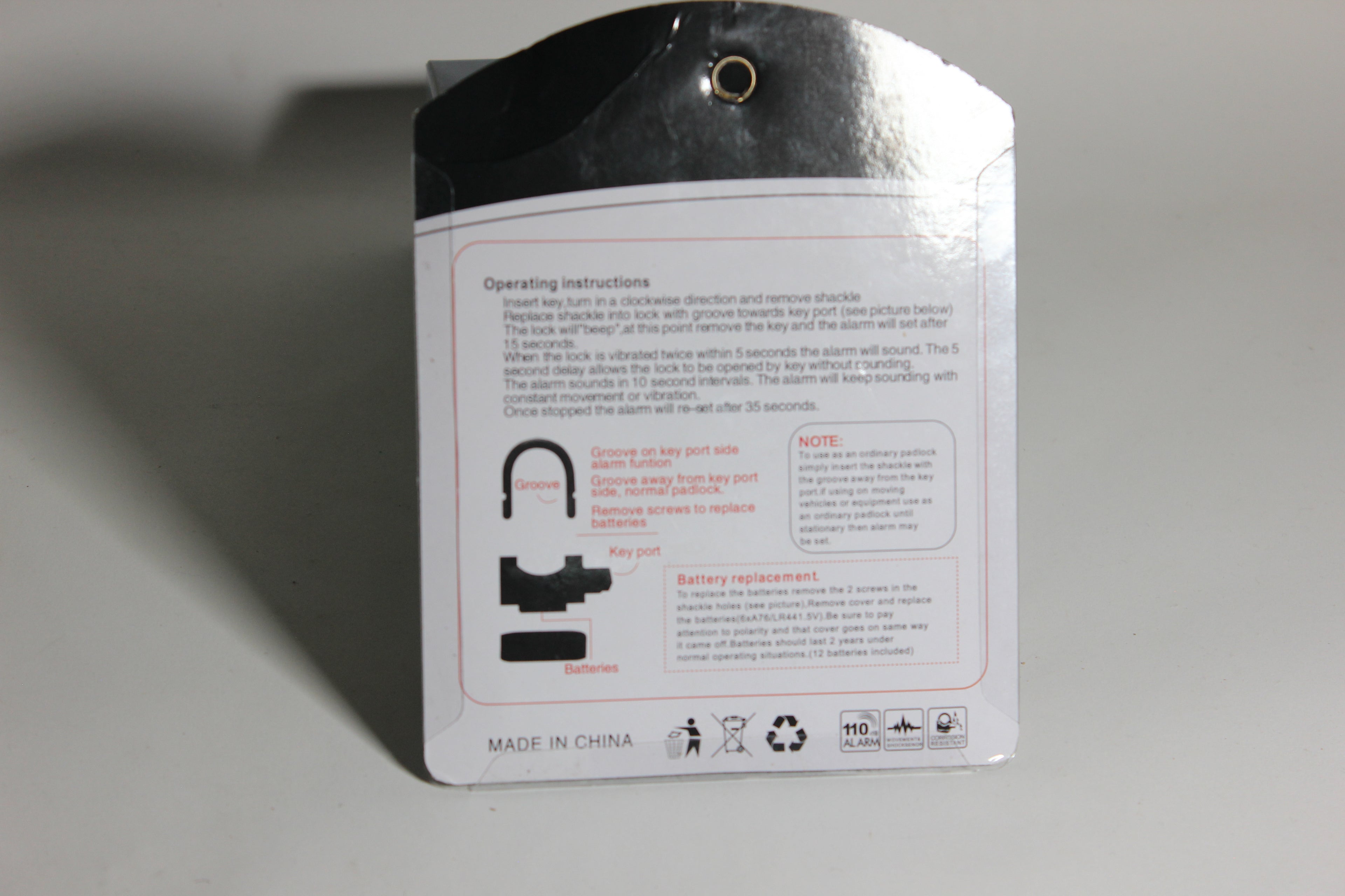 AlarmLock – Cadenas avec Alarme Intégrée Anti-Vol