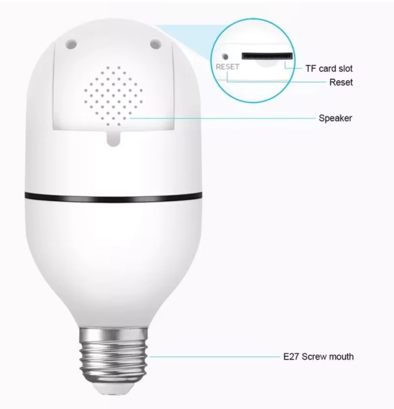 Caméra Ampoule WiFi 360° – Vision Nocturne & Surveillance Sans Fil | Guardian Lamp Camera