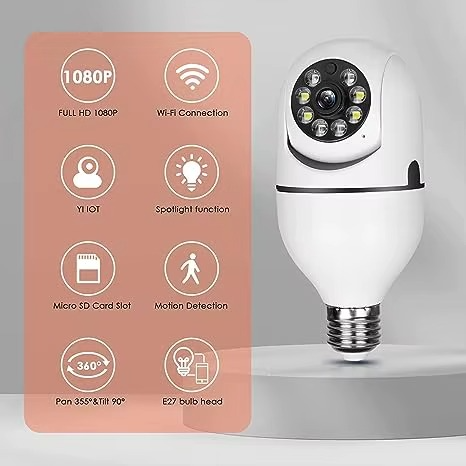 Caméra Ampoule WiFi 360° – Vision Nocturne & Surveillance Sans Fil | Guardian Lamp Camera