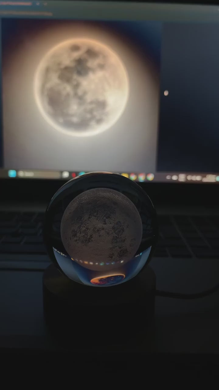 Lampe Lune Cristal 3D